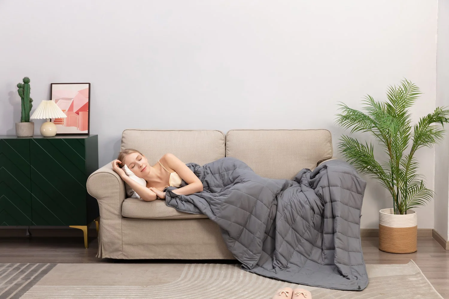 Best Weighted Blanket King Size - Cool Bamboo Gray Comforter for Deep Relaxation - Image 5