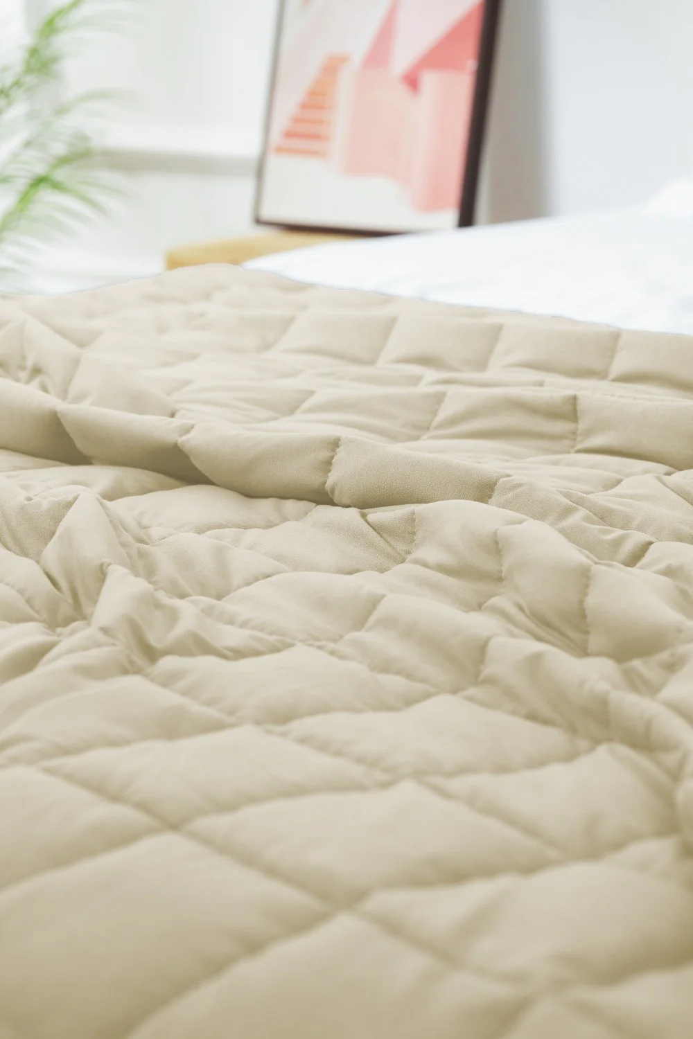 King Size Weighted Blanket - Cool Bamboo Beige Weighted Comforter for All Seasons - Image 9